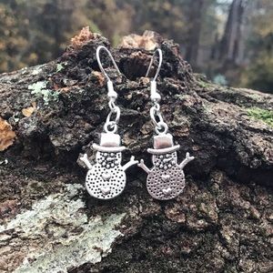 925 silver snowman earrings Christmas gift winter